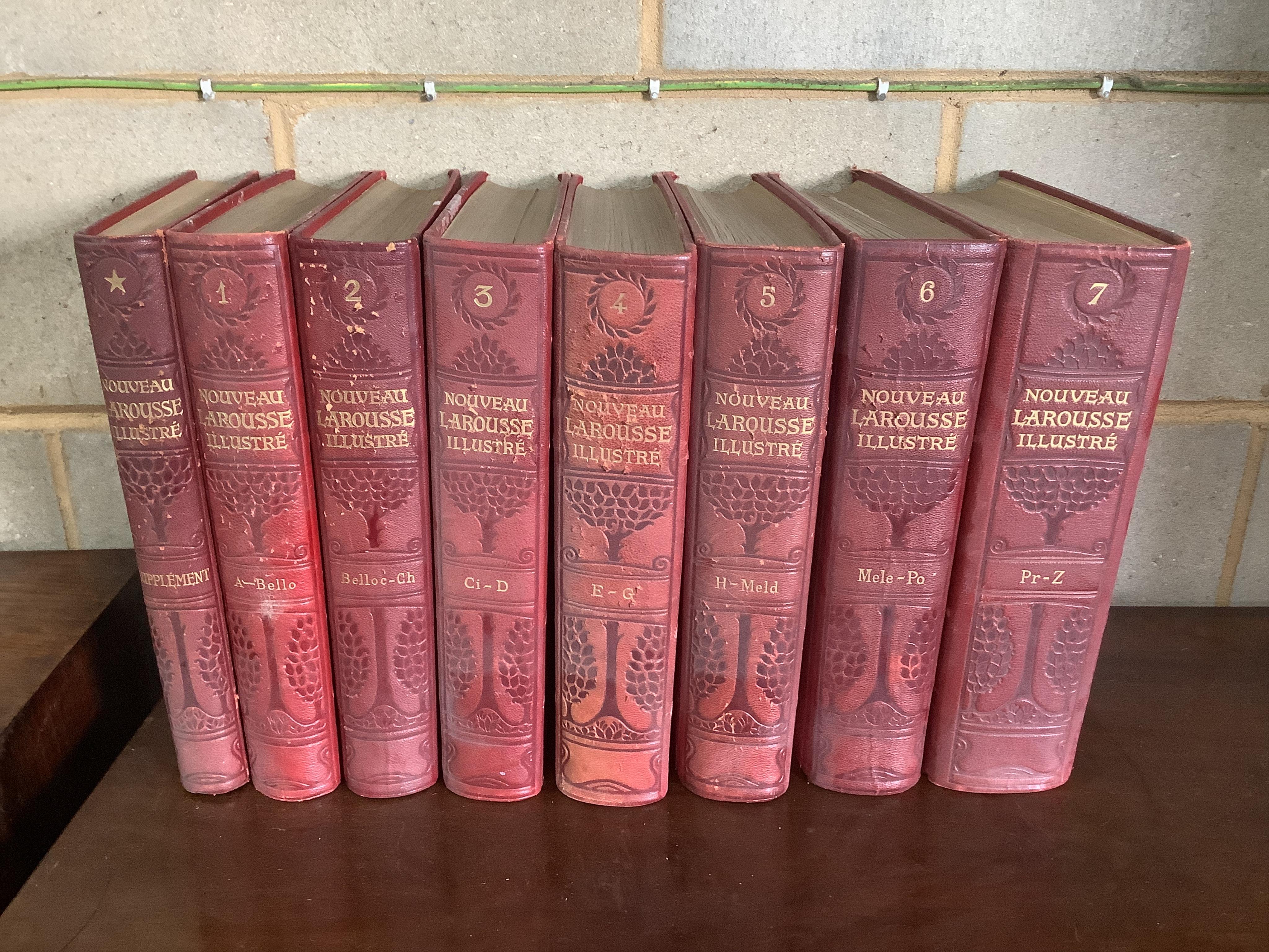 Seven volumes (plus appendix) of Nouveau Larousse Illustre